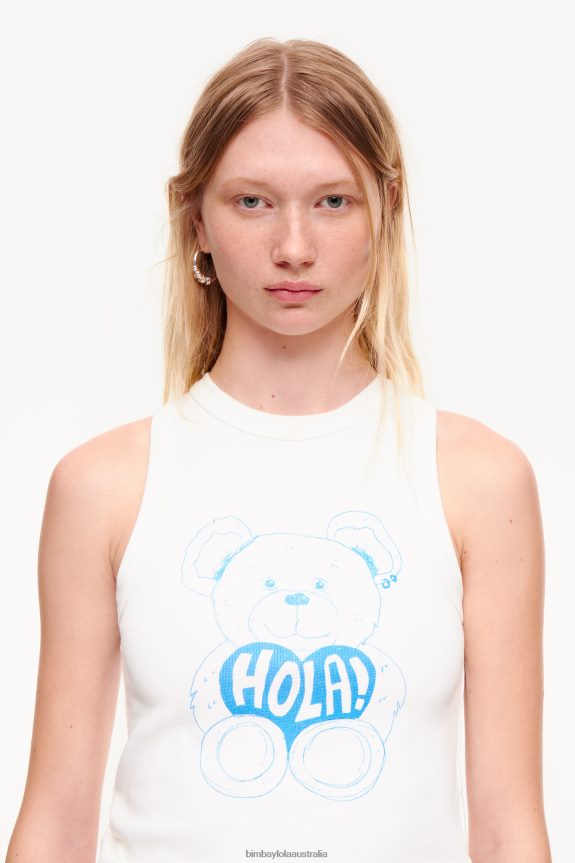 Clothing 4062VZ274 Ivory Bimba Y Lola Bear Logo Top