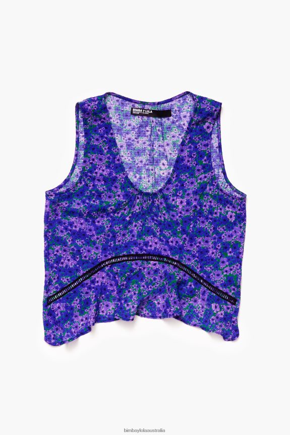 Clothing 4062VZ345 Flowers Bimba Y Lola Full Print Mini Top