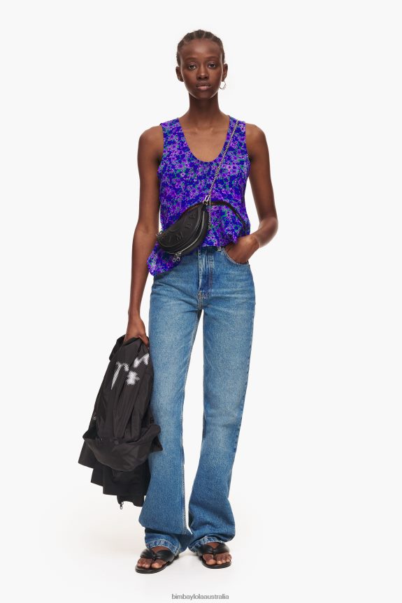 Clothing 4062VZ345 Flowers Bimba Y Lola Full Print Mini Top
