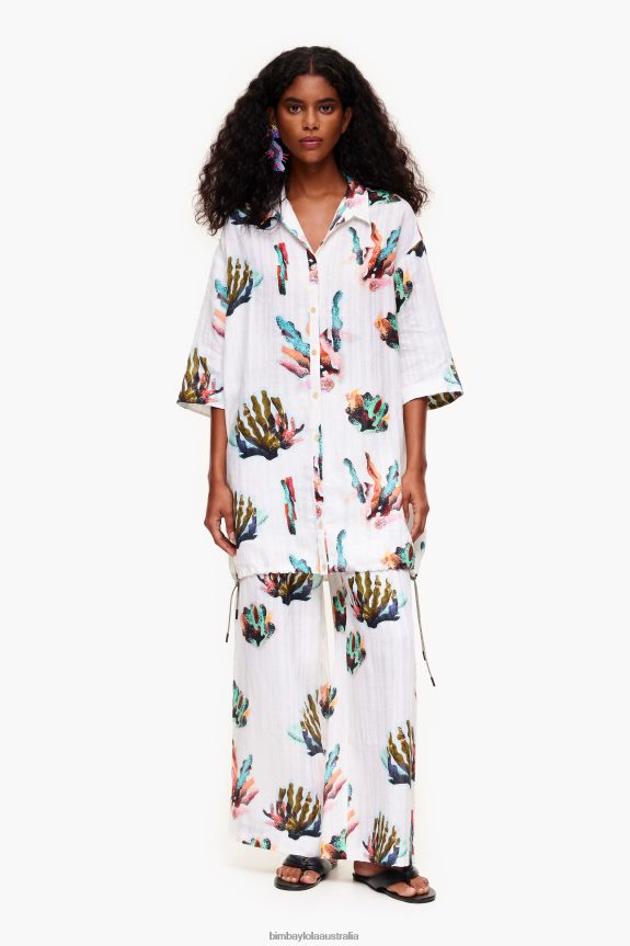 Clothing 4062VZ326 Ivory Bimba Y Lola Coral Print Shirt