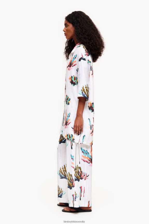 Clothing 4062VZ326 Ivory Bimba Y Lola Coral Print Shirt