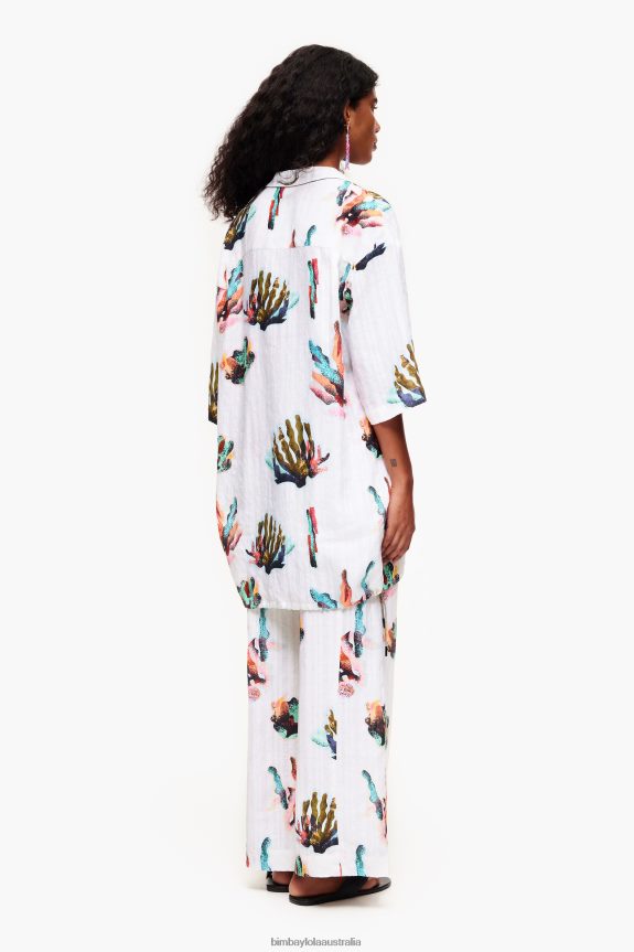 Clothing 4062VZ326 Ivory Bimba Y Lola Coral Print Shirt