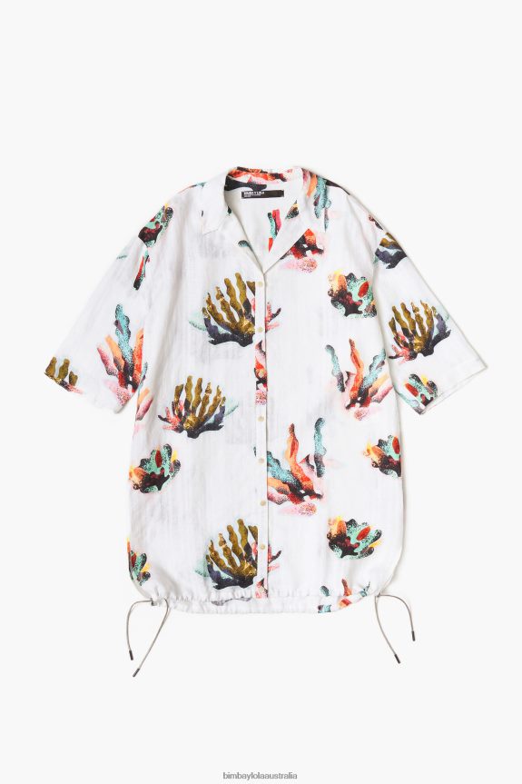 Clothing 4062VZ326 Ivory Bimba Y Lola Coral Print Shirt