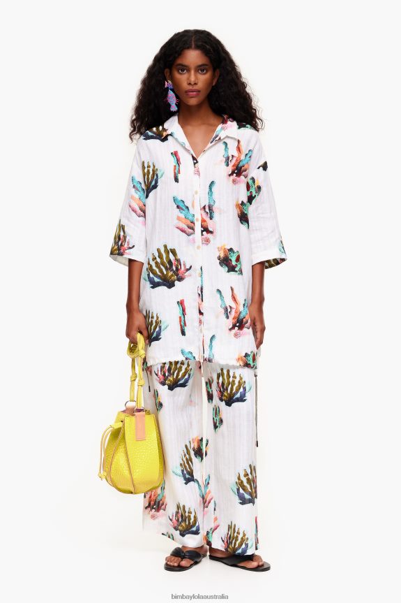 Clothing 4062VZ326 Ivory Bimba Y Lola Coral Print Shirt