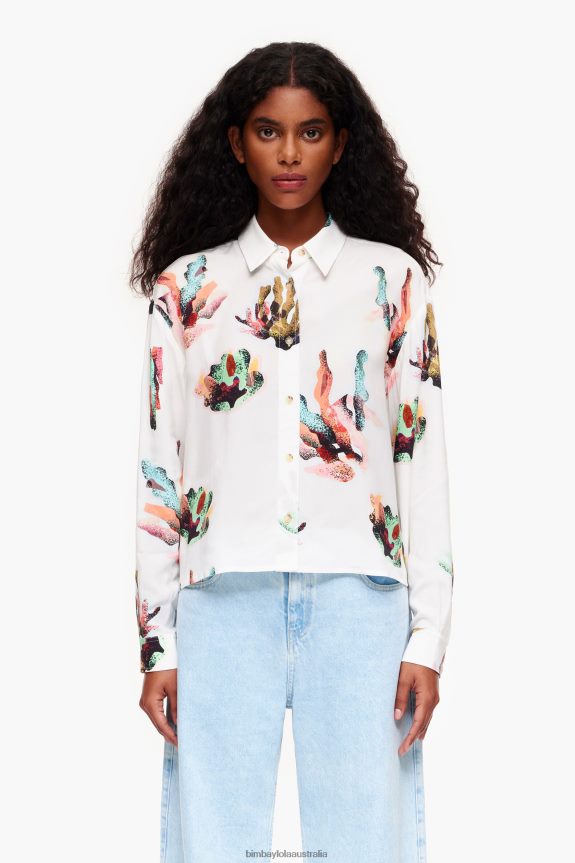 Clothing 4062VZ330 Ivory Bimba Y Lola Coral Print Shirt