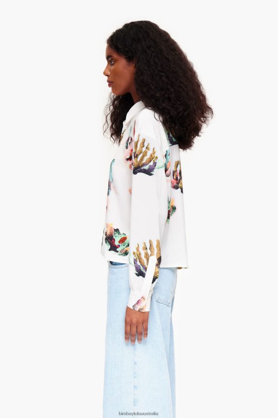 Clothing 4062VZ330 Ivory Bimba Y Lola Coral Print Shirt