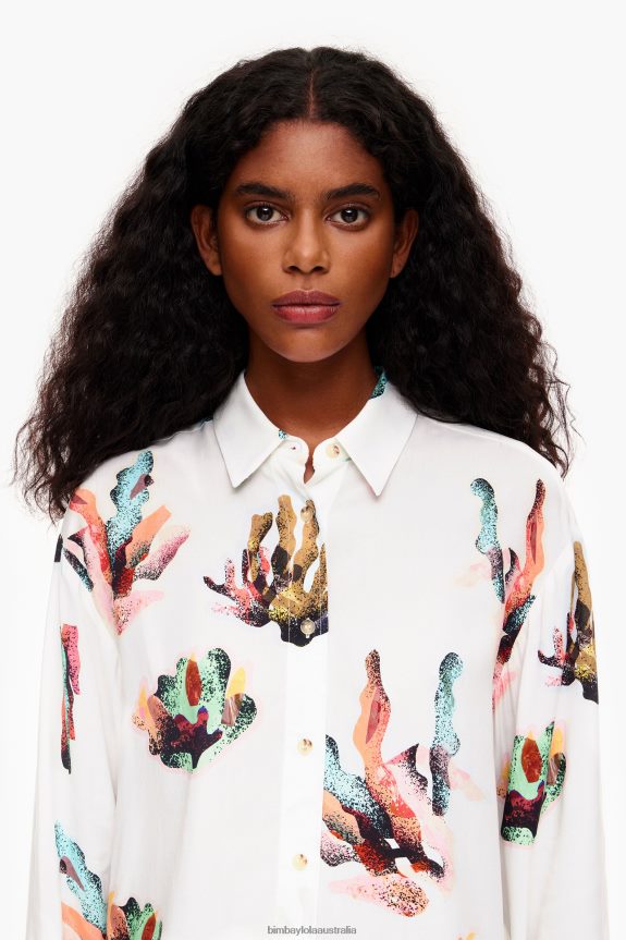 Clothing 4062VZ330 Ivory Bimba Y Lola Coral Print Shirt