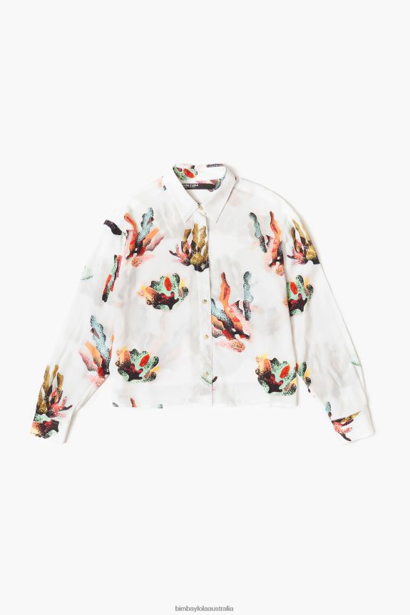 Clothing 4062VZ330 Ivory Bimba Y Lola Coral Print Shirt