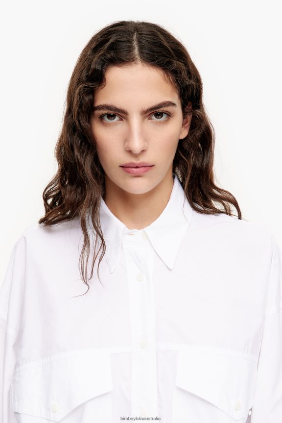 Clothing 4062VZ333 White Bimba Y Lola Poplin Oversize Shirt