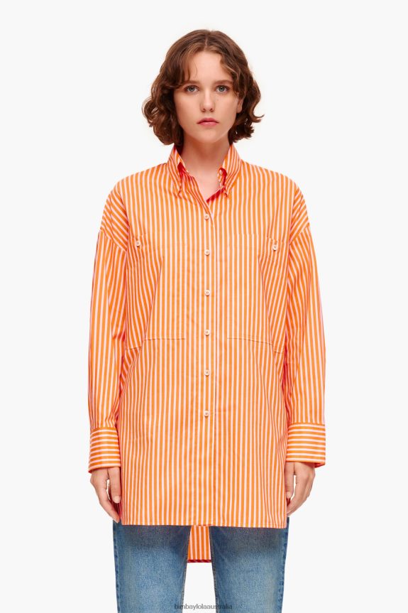 Clothing 4062VZ334 Orange Bimba Y Lola Striped Oversize Shirt