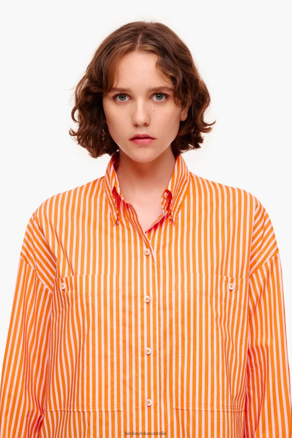 Clothing 4062VZ334 Orange Bimba Y Lola Striped Oversize Shirt