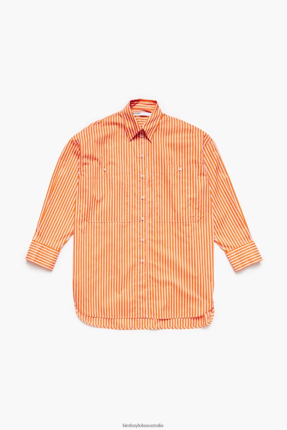 Clothing 4062VZ334 Orange Bimba Y Lola Striped Oversize Shirt
