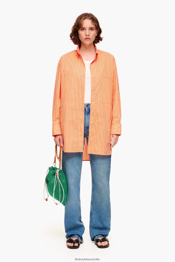 Clothing 4062VZ334 Orange Bimba Y Lola Striped Oversize Shirt