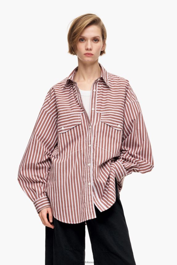 Clothing 4062VZ335 Brown Bimba Y Lola Poplin Oversize Shirt
