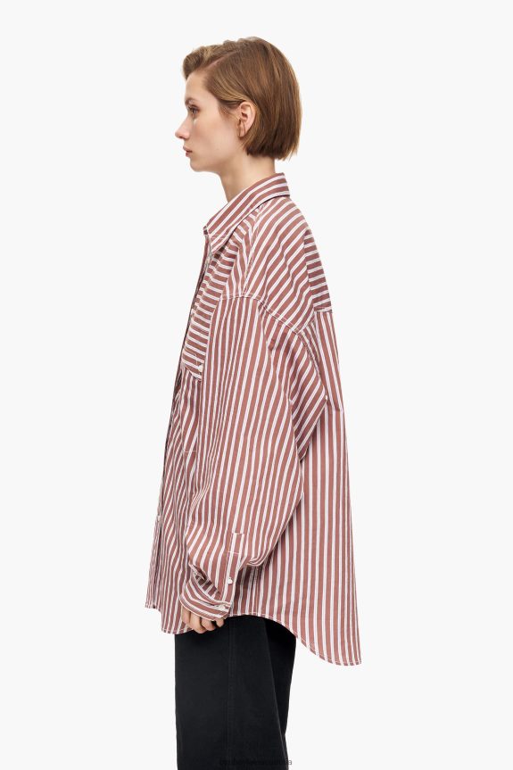 Clothing 4062VZ335 Brown Bimba Y Lola Poplin Oversize Shirt