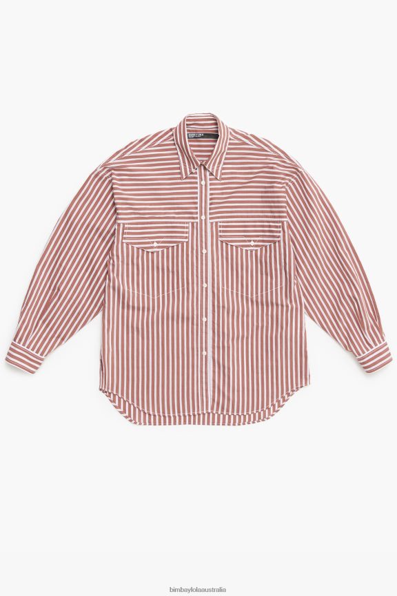 Clothing 4062VZ335 Brown Bimba Y Lola Poplin Oversize Shirt