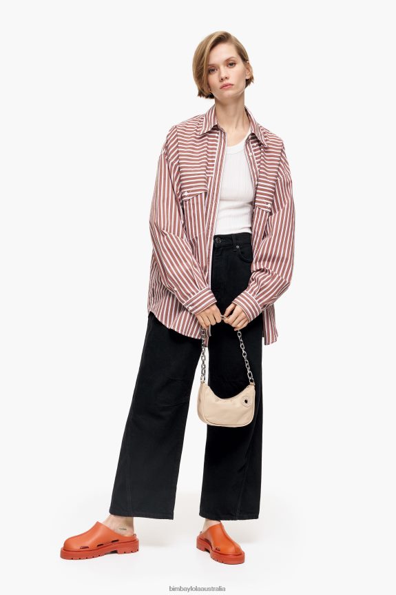 Clothing 4062VZ335 Brown Bimba Y Lola Poplin Oversize Shirt