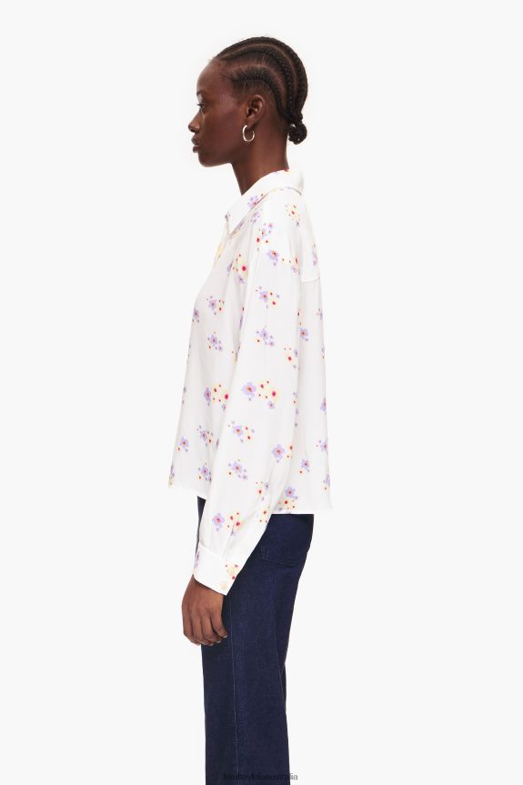 Clothing 4062VZ336 White Bimba Y Lola Acrylic Flowers Print Boxy Shirt