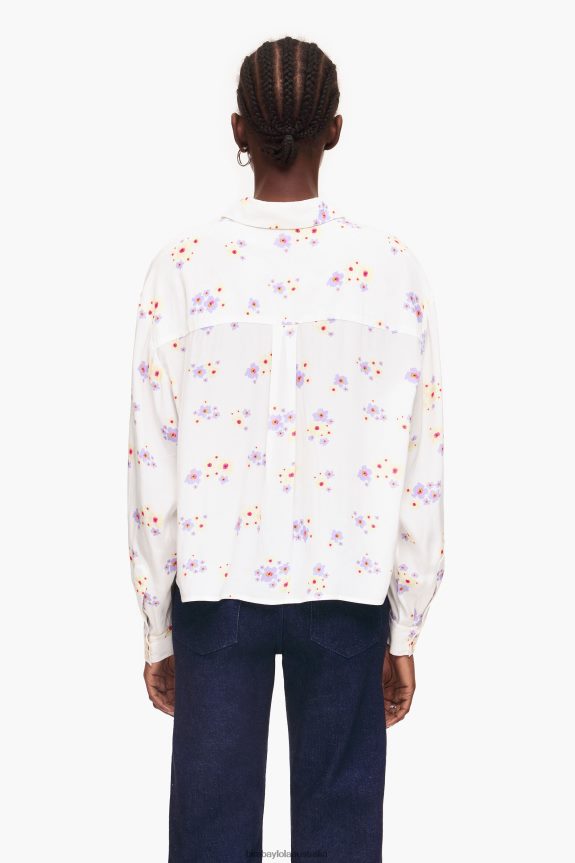 Clothing 4062VZ336 White Bimba Y Lola Acrylic Flowers Print Boxy Shirt