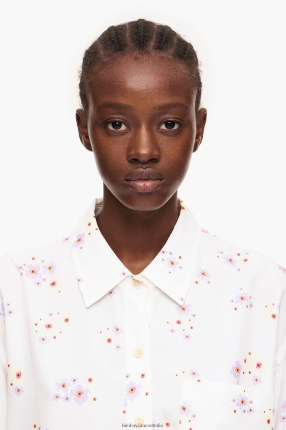 Clothing 4062VZ337 White Bimba Y Lola Acrylic Flowers Print Shirt