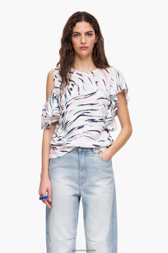 Clothing 4062VZ349 White Bimba Y Lola Butterfly Wing Print T-Shirt