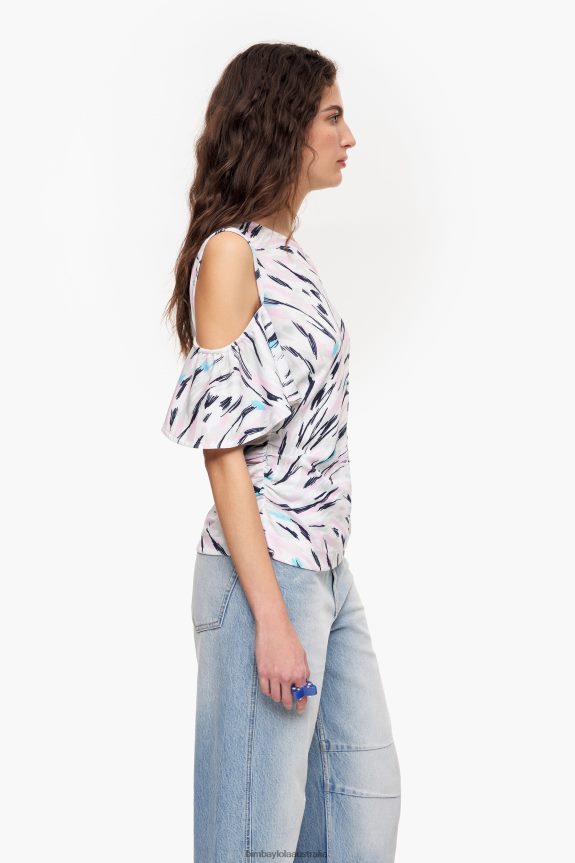 Clothing 4062VZ349 White Bimba Y Lola Butterfly Wing Print T-Shirt