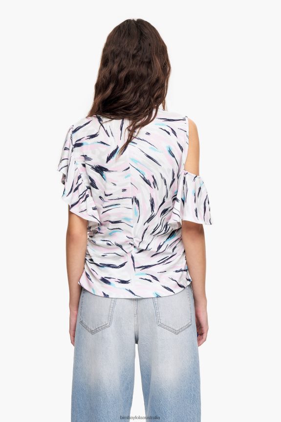 Clothing 4062VZ349 White Bimba Y Lola Butterfly Wing Print T-Shirt