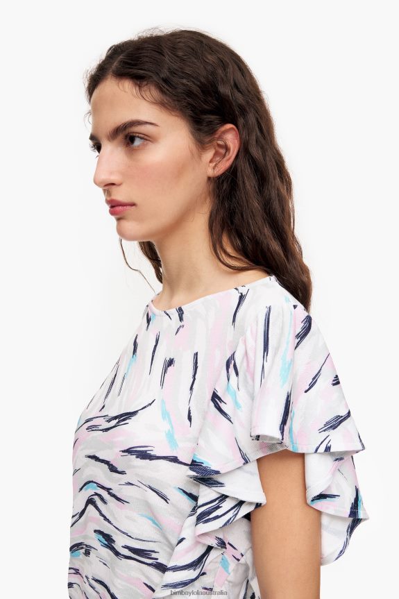 Clothing 4062VZ349 White Bimba Y Lola Butterfly Wing Print T-Shirt