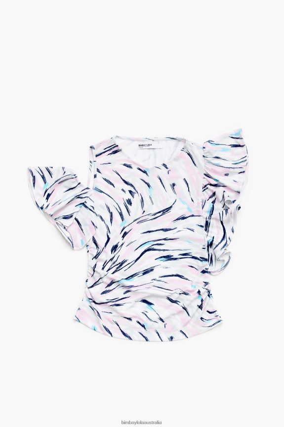 Clothing 4062VZ349 White Bimba Y Lola Butterfly Wing Print T-Shirt
