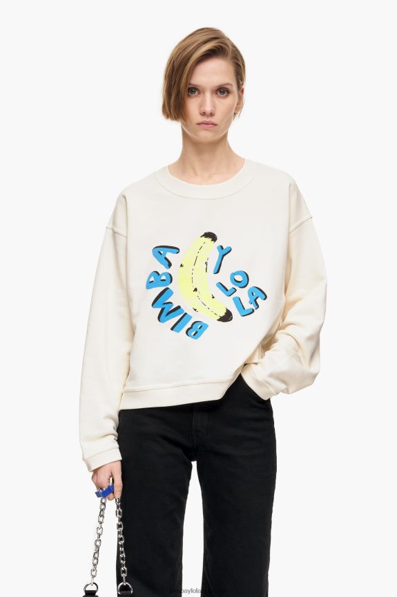 Clothing 4062VZ495 Ivory Bimba Y Lola Sweatshirt Boxy Logo Banana