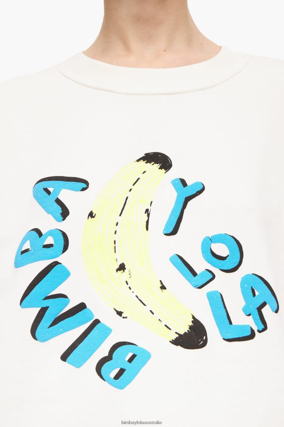 Clothing 4062VZ495 Ivory Bimba Y Lola Sweatshirt Boxy Logo Banana