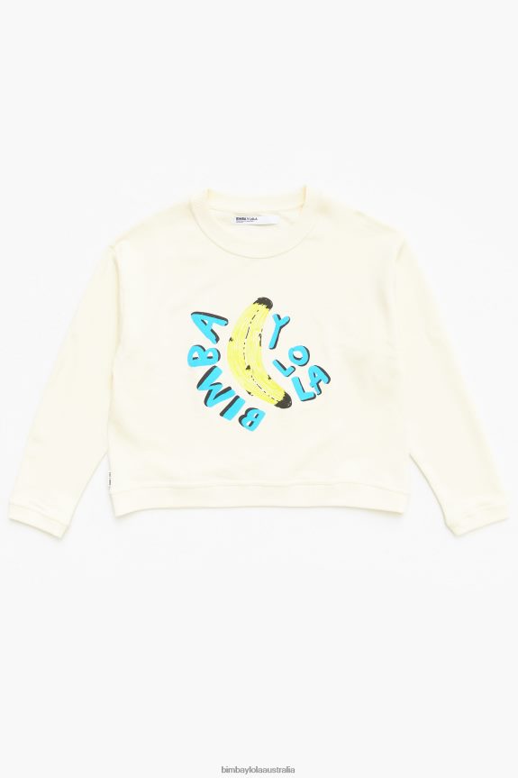 Clothing 4062VZ495 Ivory Bimba Y Lola Sweatshirt Boxy Logo Banana