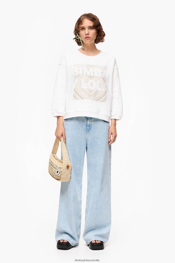 Clothing 4062VZ503 Ivory Bimba Y Lola Logo Print Sweatshirt