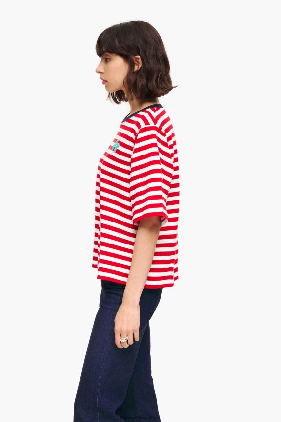 Clothing 4062VZ250 Red Bimba Y Lola Striped Dog T-Shirt