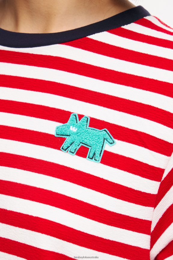 Clothing 4062VZ250 Red Bimba Y Lola Striped Dog T-Shirt