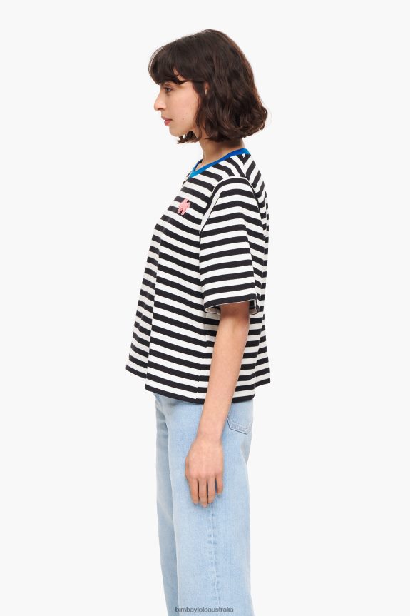 Clothing 4062VZ252 Black Bimba Y Lola Striped Dog T-Shirt