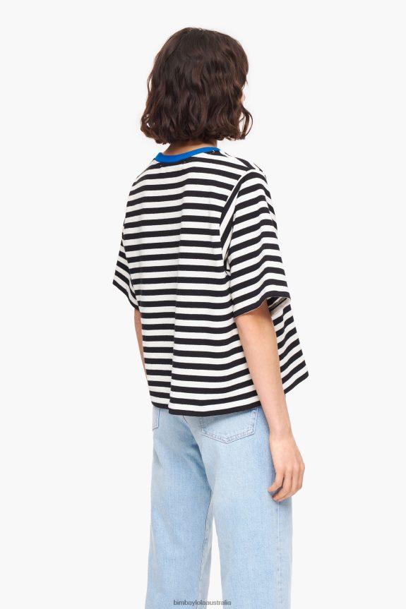 Clothing 4062VZ252 Black Bimba Y Lola Striped Dog T-Shirt