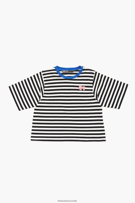 Clothing 4062VZ252 Black Bimba Y Lola Striped Dog T-Shirt