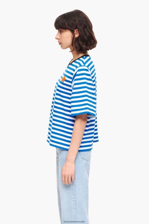 Clothing 4062VZ254 Blue Bimba Y Lola Striped Dog T-Shirt