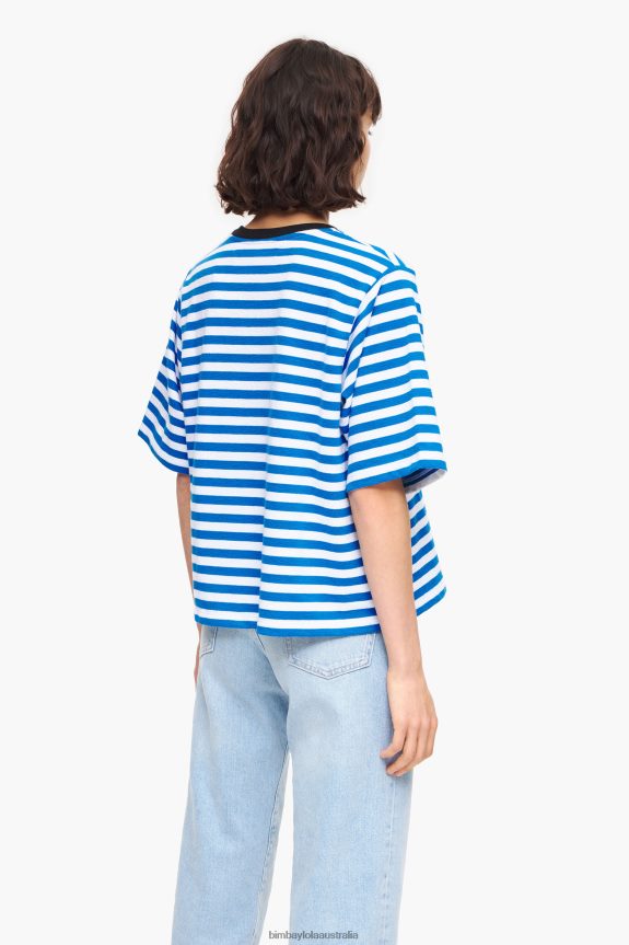 Clothing 4062VZ254 Blue Bimba Y Lola Striped Dog T-Shirt