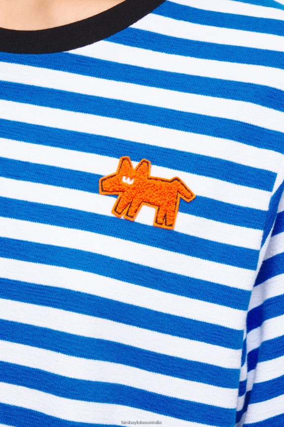 Clothing 4062VZ254 Blue Bimba Y Lola Striped Dog T-Shirt