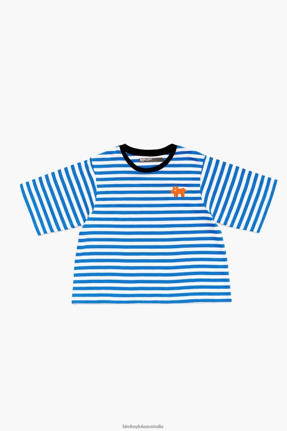 Clothing 4062VZ254 Blue Bimba Y Lola Striped Dog T-Shirt