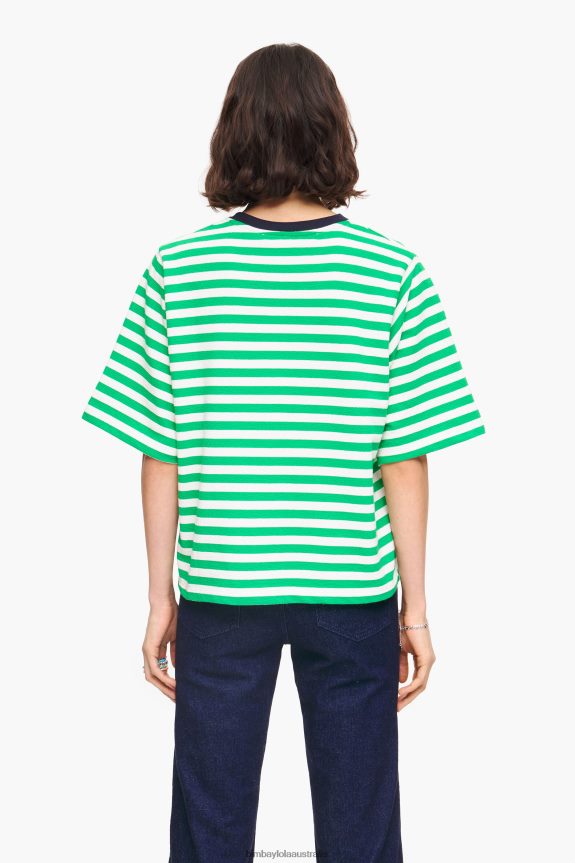 Clothing 4062VZ256 Green Bimba Y Lola Striped Dog T-Shirt