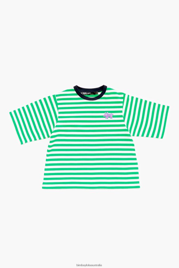 Clothing 4062VZ256 Green Bimba Y Lola Striped Dog T-Shirt