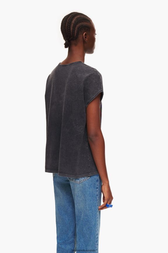 Clothing 4062VZ259 Washed Black Bimba Y Lola Logo T-Shirt