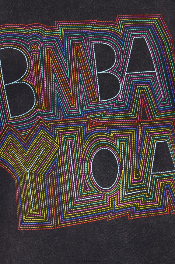 Clothing 4062VZ259 Washed Black Bimba Y Lola Logo T-Shirt