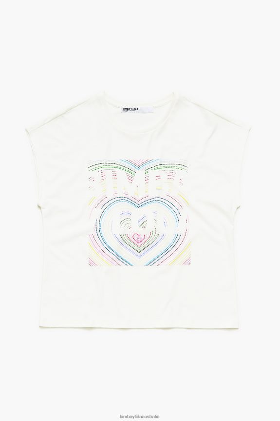 Clothing 4062VZ260 Ivory Bimba Y Lola Pencil Logo T-Shirt