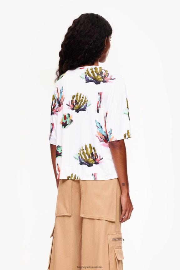 Clothing 4062VZ265 Ivory Bimba Y Lola Coral Print T-Shirt