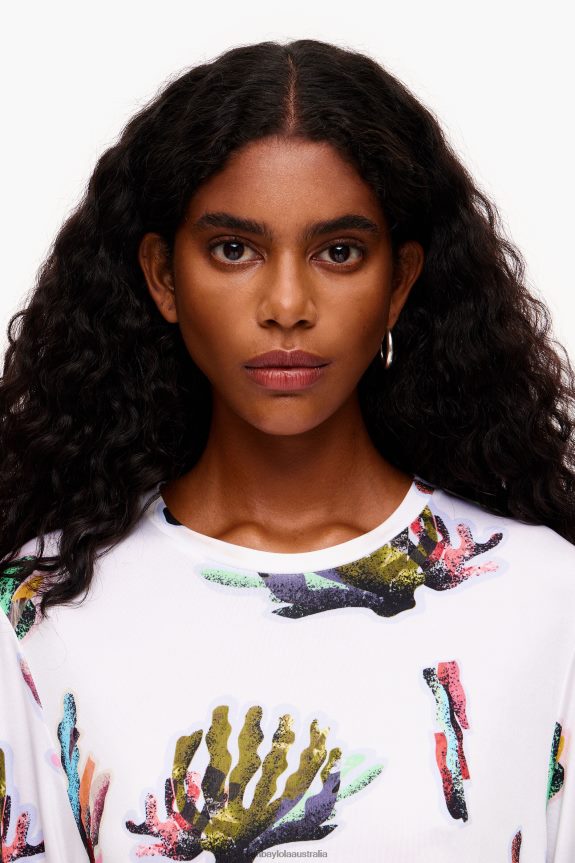Clothing 4062VZ265 Ivory Bimba Y Lola Coral Print T-Shirt