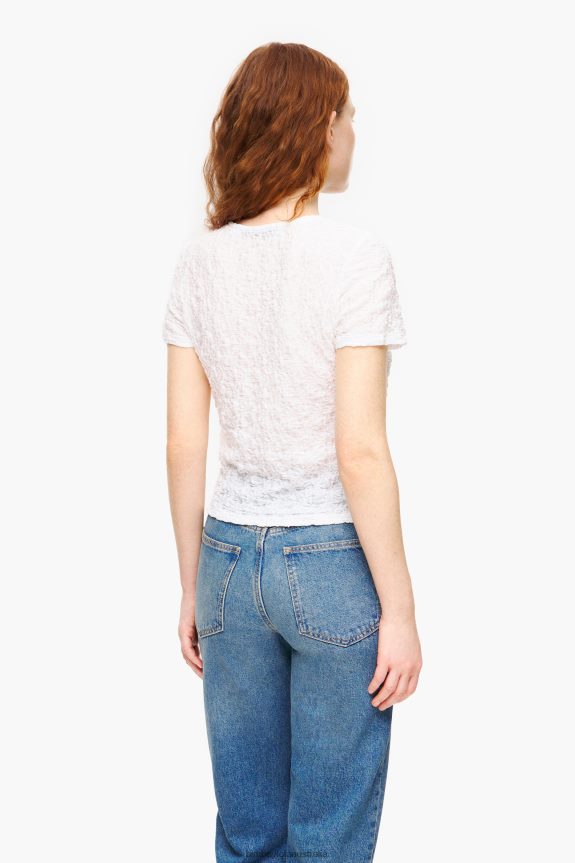 Clothing 4062VZ267 Ivory Bimba Y Lola Textured Ruched T-Shirt